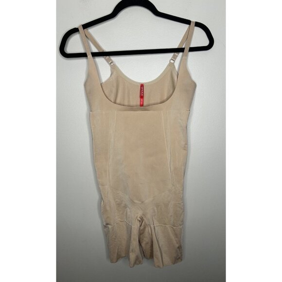 SPANX Sculpt OnCore Open Bust Mid Thigh Bodysuit Nude Slimming Shapewear Size XL - Picture 1 of 11